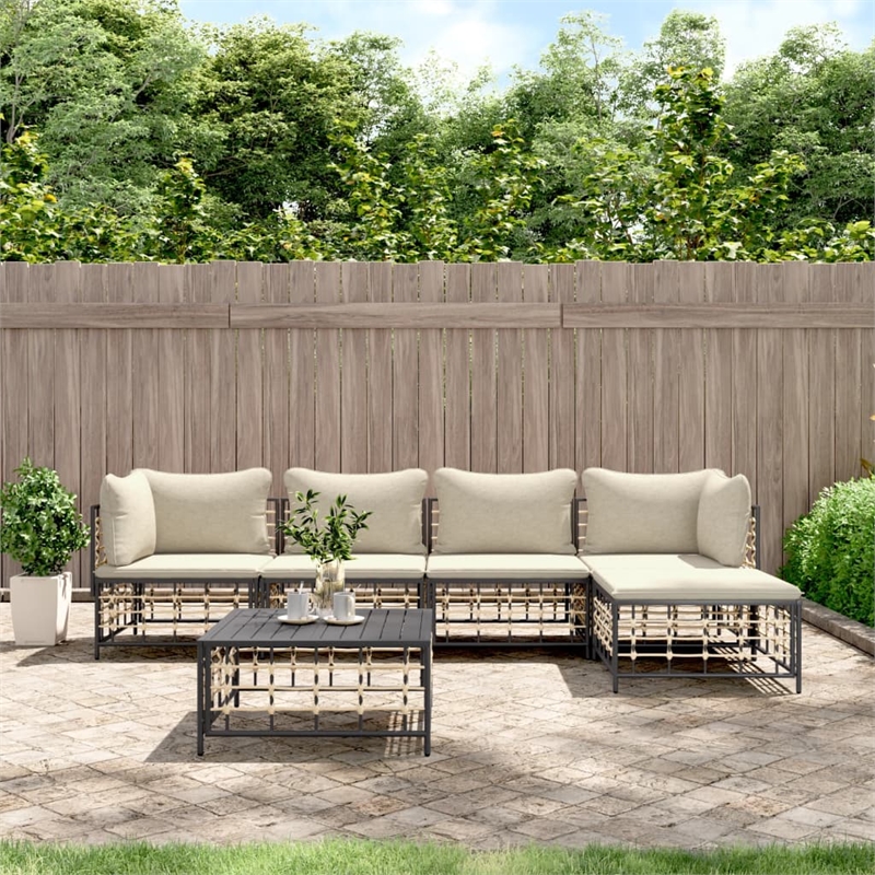 Afuera Living Contemporary Garden Lounge Set in Anthracite/Gray