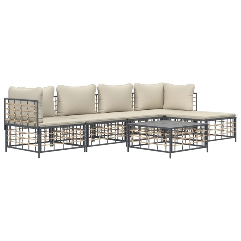 Afuera Living Contemporary Garden Lounge Set in Anthracite/Gray