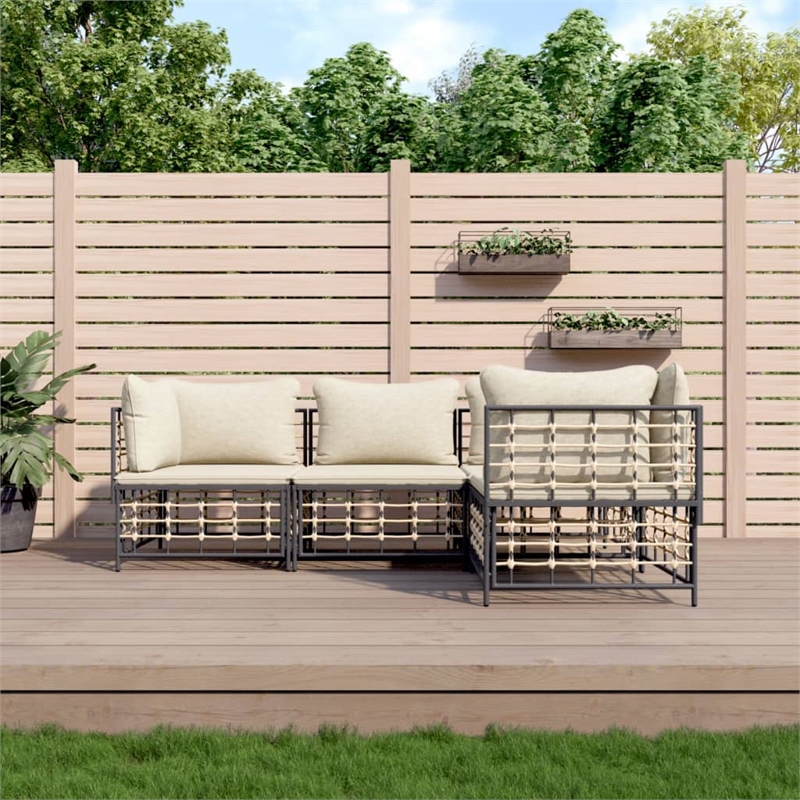 Afuera Living Contemporary Garden Lounge Set in Anthracite/Gray