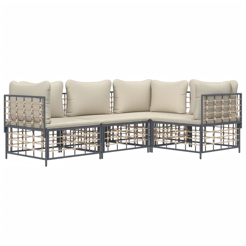 Afuera Living Contemporary Garden Lounge Set in Anthracite/Gray