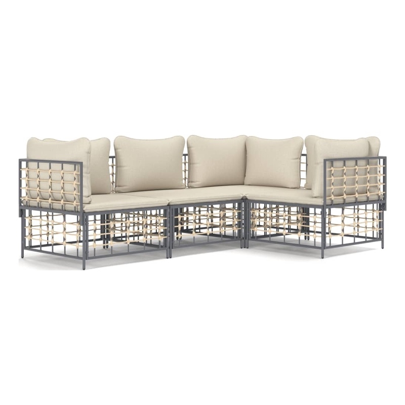 Afuera Living Contemporary Garden Lounge Set in Anthracite/Gray