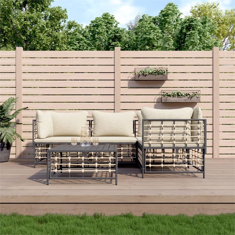 Afuera Living Contemporary Garden Lounge Set in Anthracite & Beige