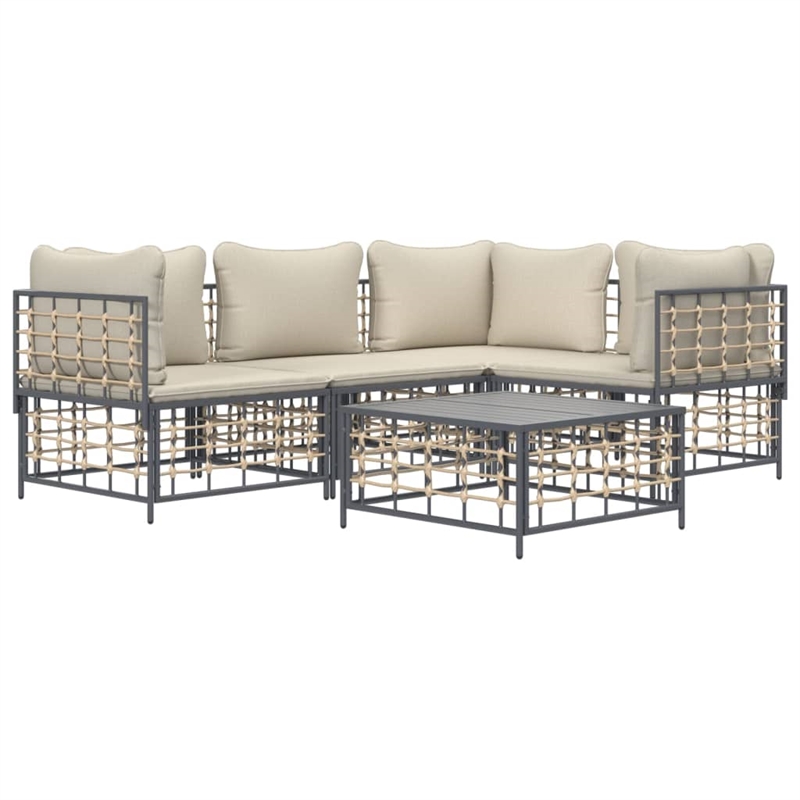 Afuera Living Contemporary Garden Lounge Set in Anthracite & Beige