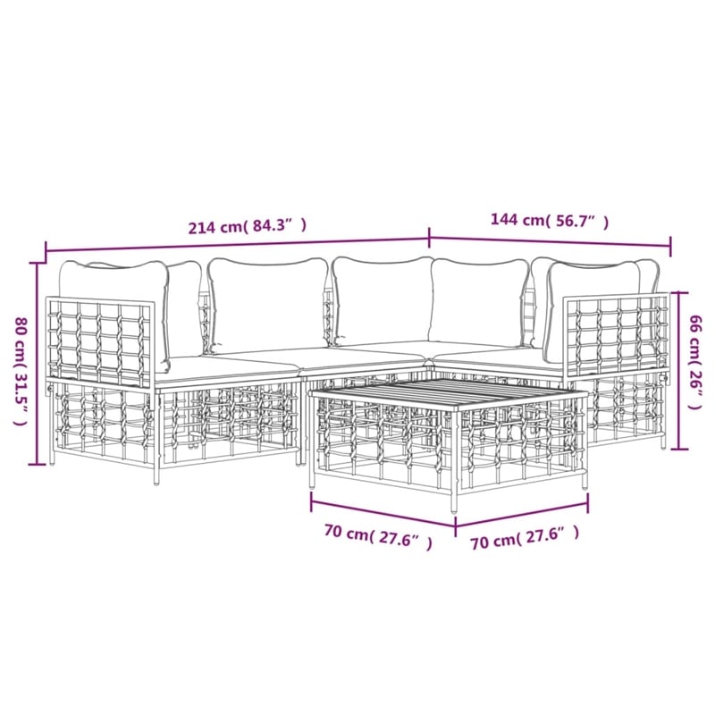 Afuera Living Contemporary Garden Lounge Set in Anthracite & Beige