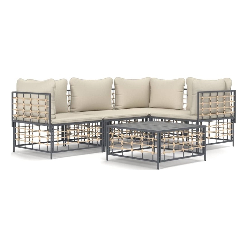 Afuera Living Contemporary Garden Lounge Set in Anthracite & Beige