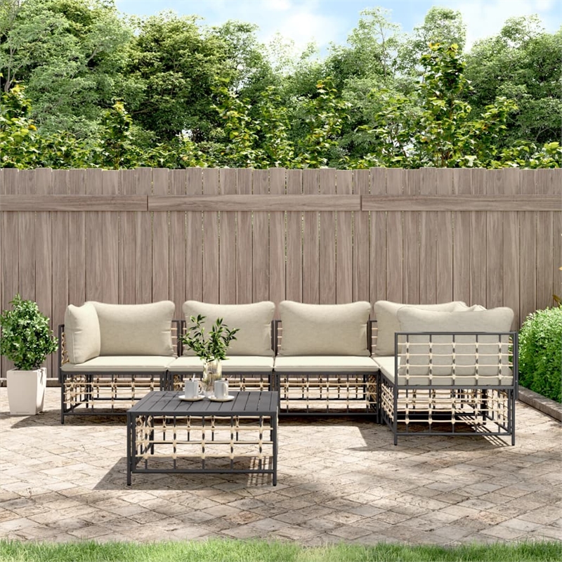 Afuera Living Contemporary Garden Lounge Set in Anthracite/Gray