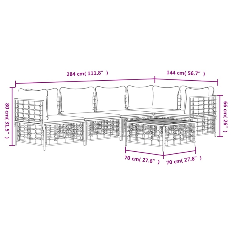 Afuera Living Contemporary Garden Lounge Set in Anthracite/Gray