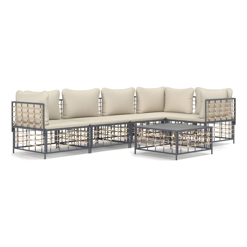Afuera Living Contemporary Garden Lounge Set in Anthracite/Gray