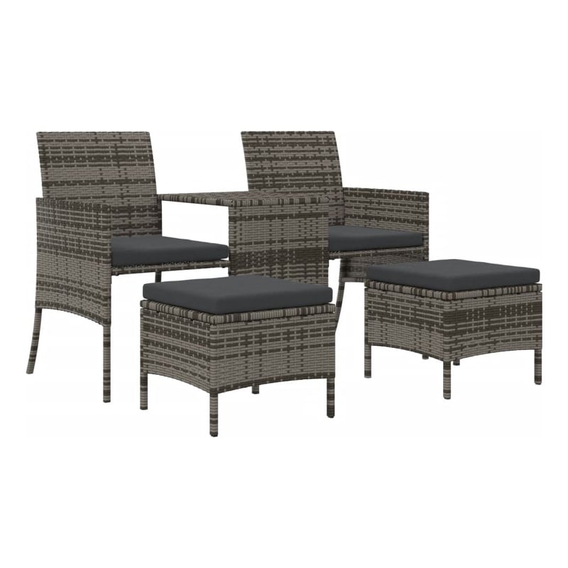 Afuera Living PE Rattan 2 Seater Removable Covers Patio Sofa Set in Gray
