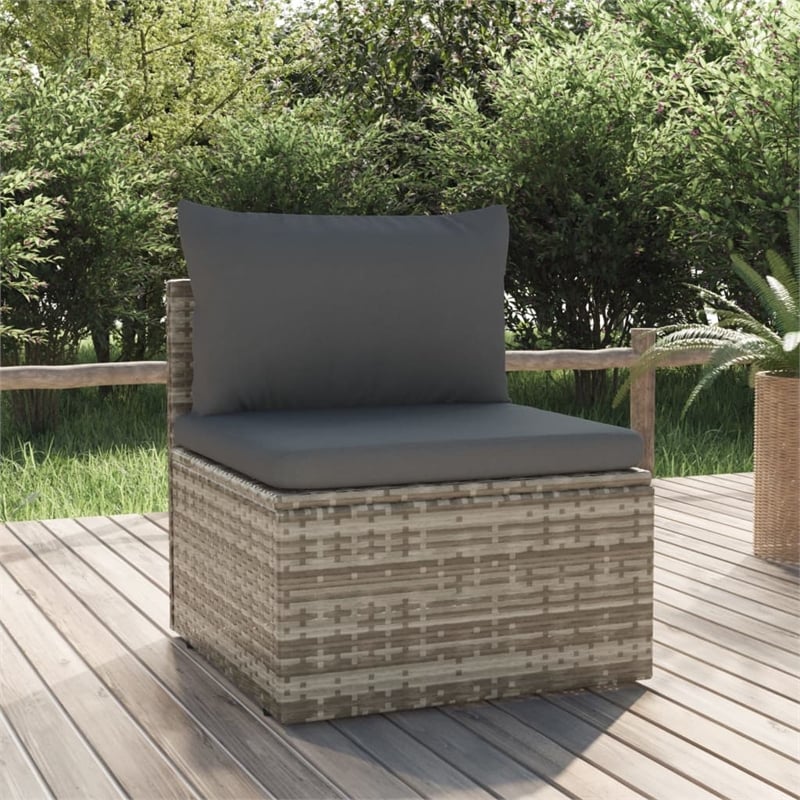 Afuera Living PE Rattan Middle Sofa with Adjustable Feet in Gray