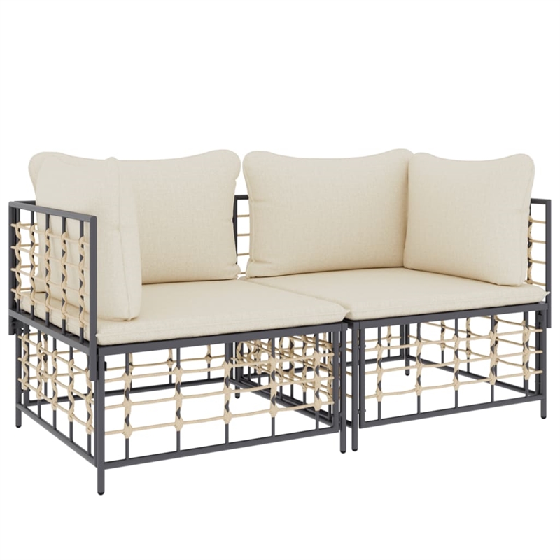 Afuera Living Poly Rattan Compact Modular Corner Sofa Corner Sofa in Anthracite