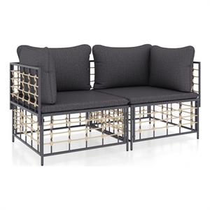 Afuera Living Poly Rattan Medium Modular Corner Sofa Corner Sofa in Anthracite