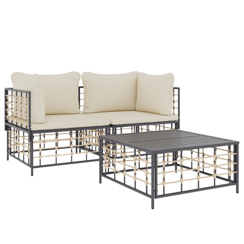 Afuera Living Contemporary Garden Lounge Set in Anthracite/Gray