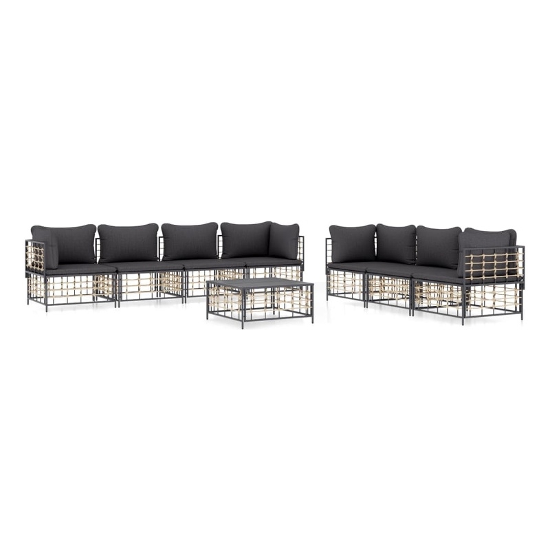 Afuera Living Contemporary Garden Lounge Set in Anthracite/Gray