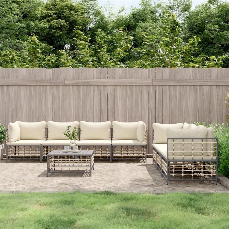 Afuera Living Contemporary Garden Lounge Set in Anthracite/Gray