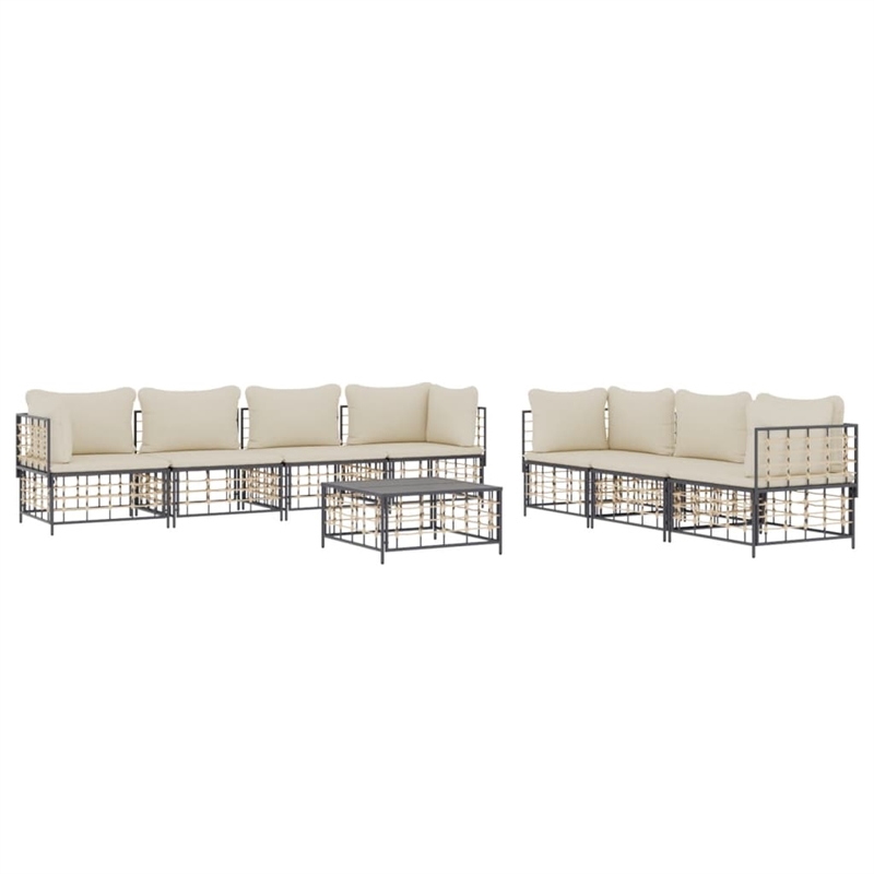 Afuera Living Contemporary Garden Lounge Set in Anthracite/Gray