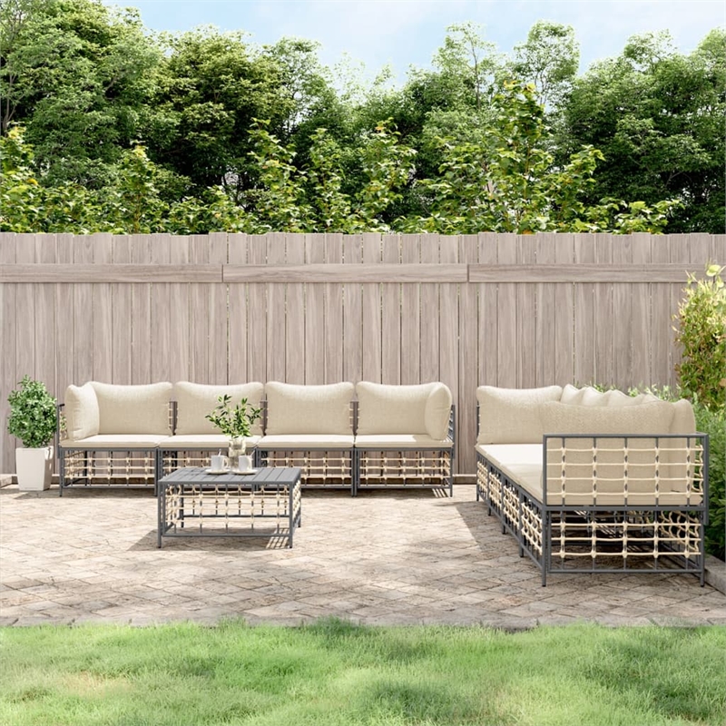Afuera Living Contemporary Garden Lounge Set in Anthracite/Gray