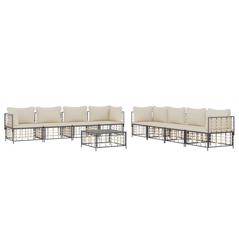 Afuera Living Contemporary Garden Lounge Set in Anthracite/Gray