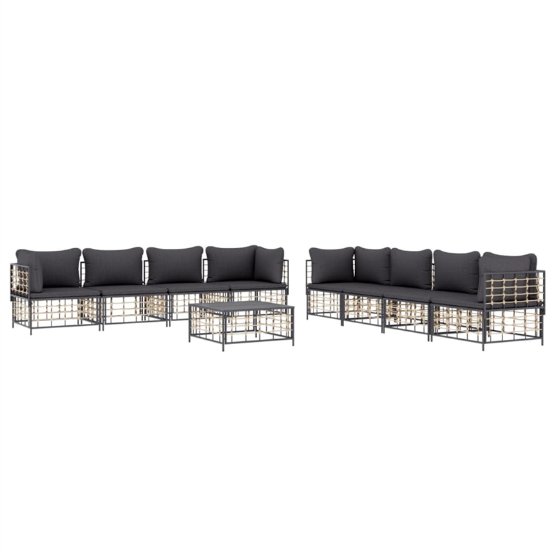 Afuera Living Contemporary Garden Lounge Set in Anthracite/Gray