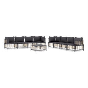 Afuera Living Contemporary Garden Lounge Set in Anthracite/Gray