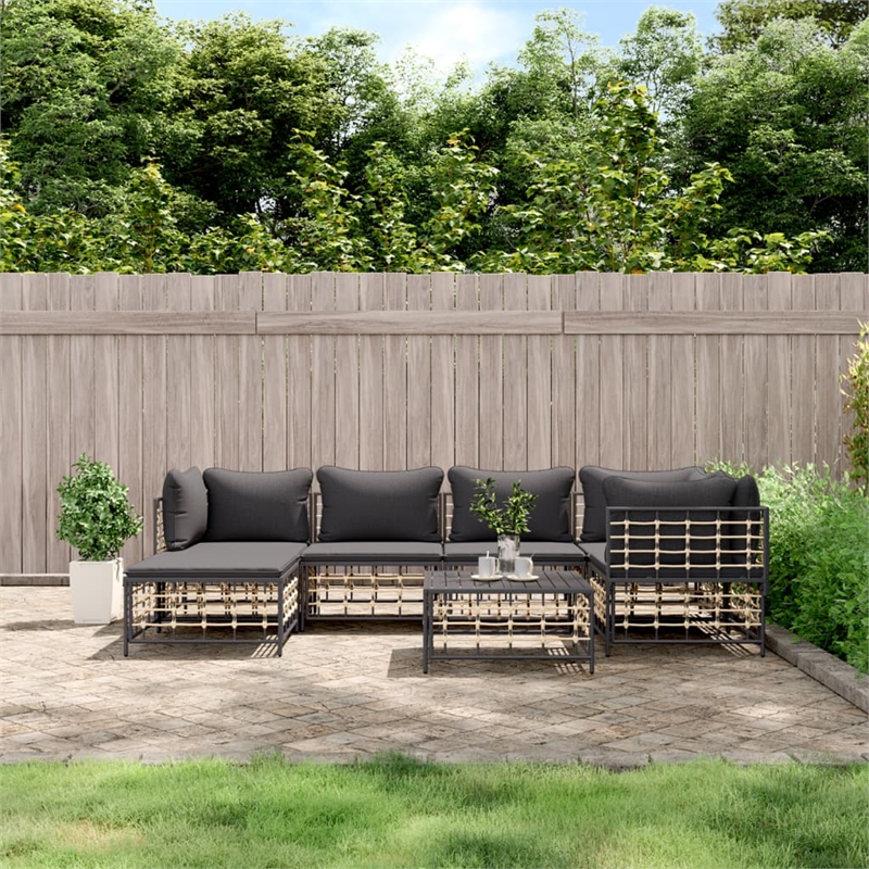Afuera Living Contemporary Garden Lounge Set in Anthracite/Gray
