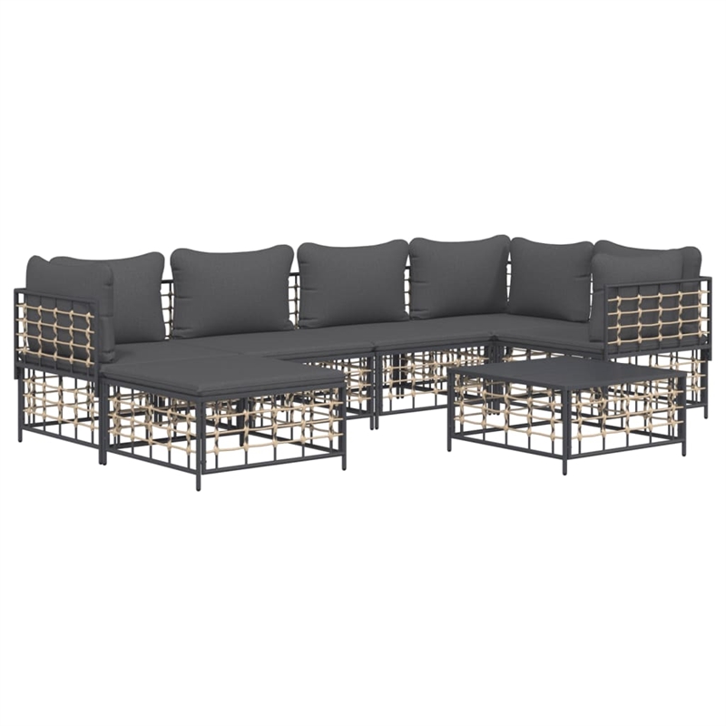 Afuera Living Contemporary Garden Lounge Set in Anthracite/Gray