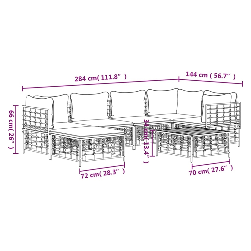 Afuera Living Contemporary Garden Lounge Set in Anthracite/Gray