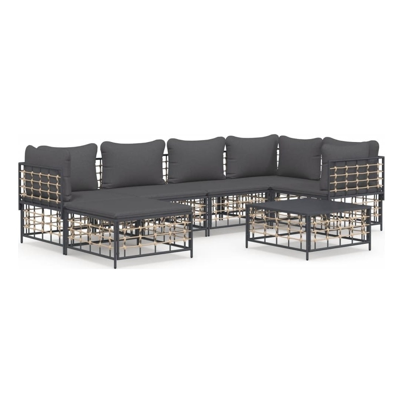 Afuera Living Contemporary Garden Lounge Set in Anthracite/Gray
