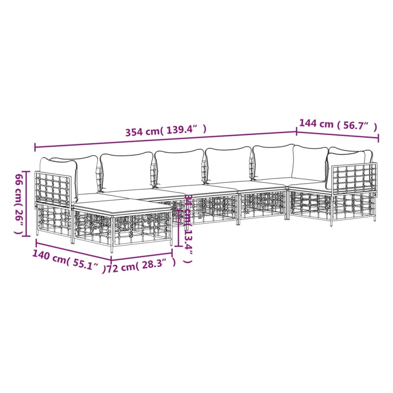 Afuera Living Poly Rattan Large Modular Garden Lounge Set in Anthracite