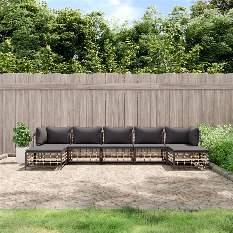Afuera Living Rattan Steel & Fabric Garden Lounge Set in Anthracite