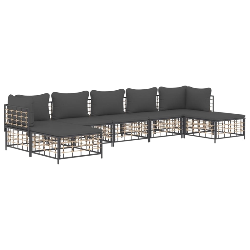 Afuera Living Rattan Steel & Fabric Garden Lounge Set in Anthracite