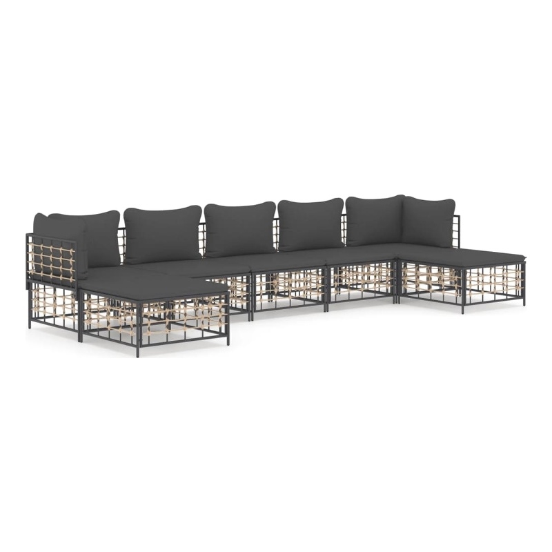 Afuera Living Rattan Steel & Fabric Garden Lounge Set in Anthracite