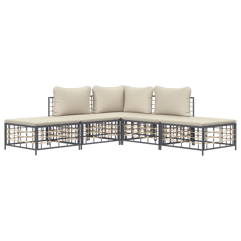 Afuera Living Contemporary Garden Lounge Set in Anthracite/Gray