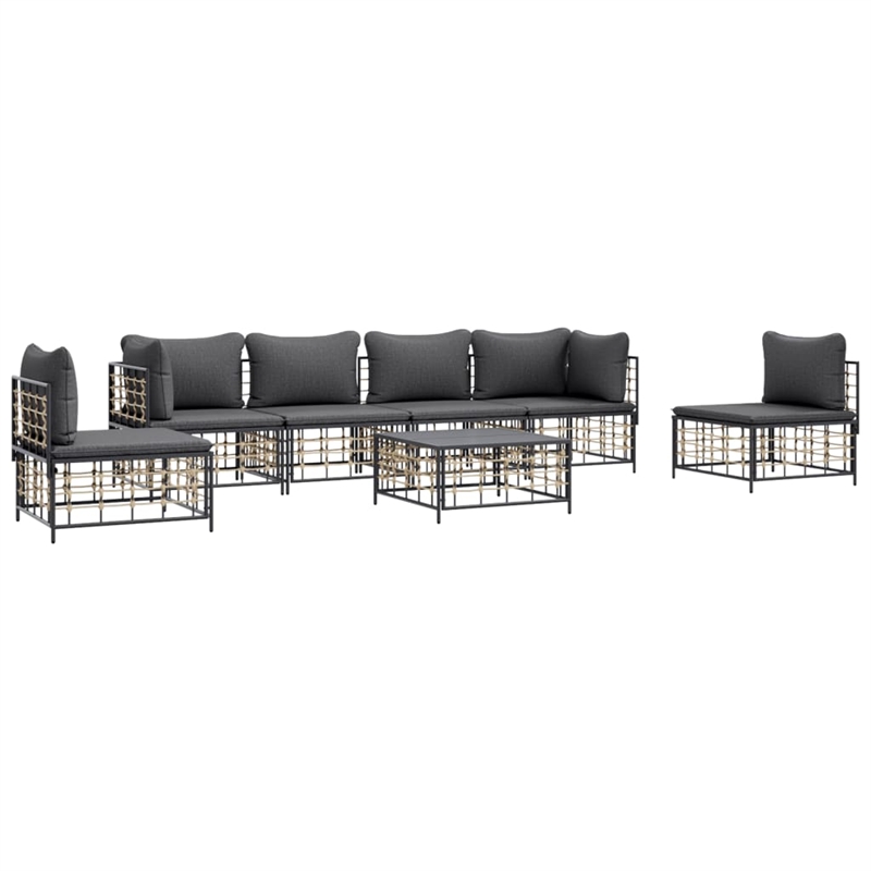 Afuera Living Contemporary Garden Lounge Set in Anthracite/Gray