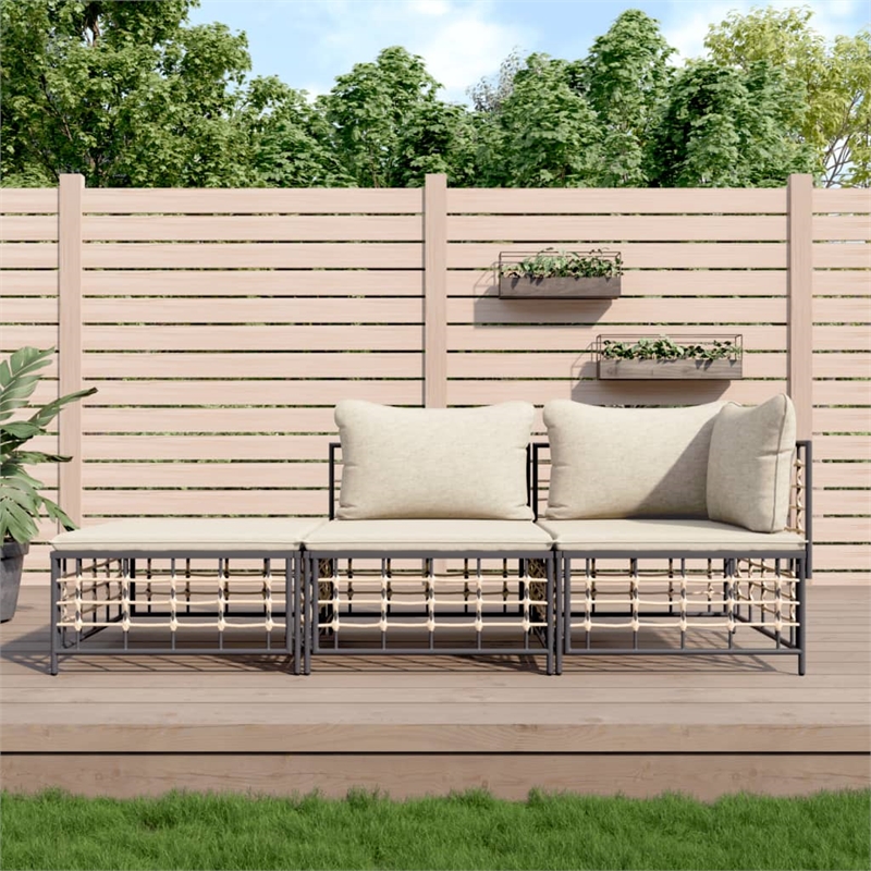 Afuera Living Contemporary Garden Lounge Set in Anthracite/Gray