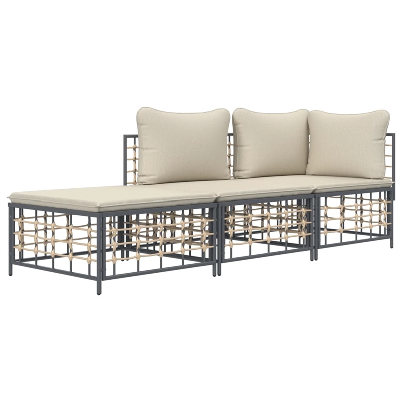 Afuera Living Contemporary Garden Lounge Set in Anthracite/Gray