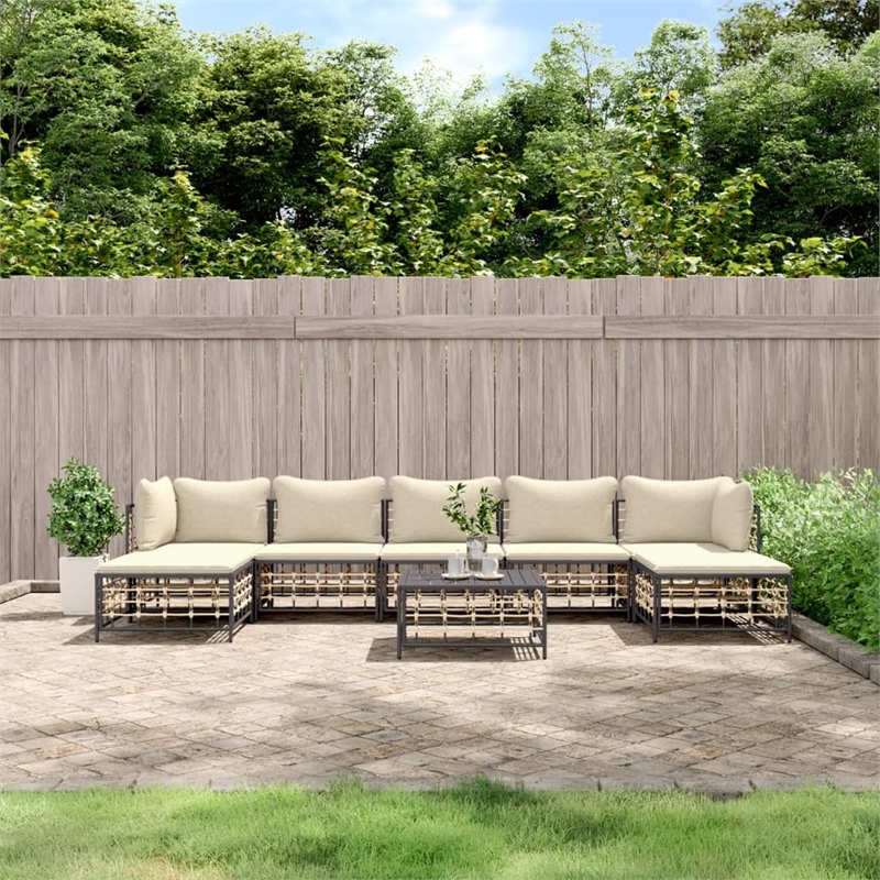 Afuera Living Contemporary Garden Lounge Set in Anthracite And Beige
