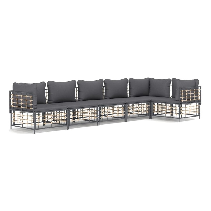 Afuera Living Contemporary Garden Lounge Set in Anthracite/Gray