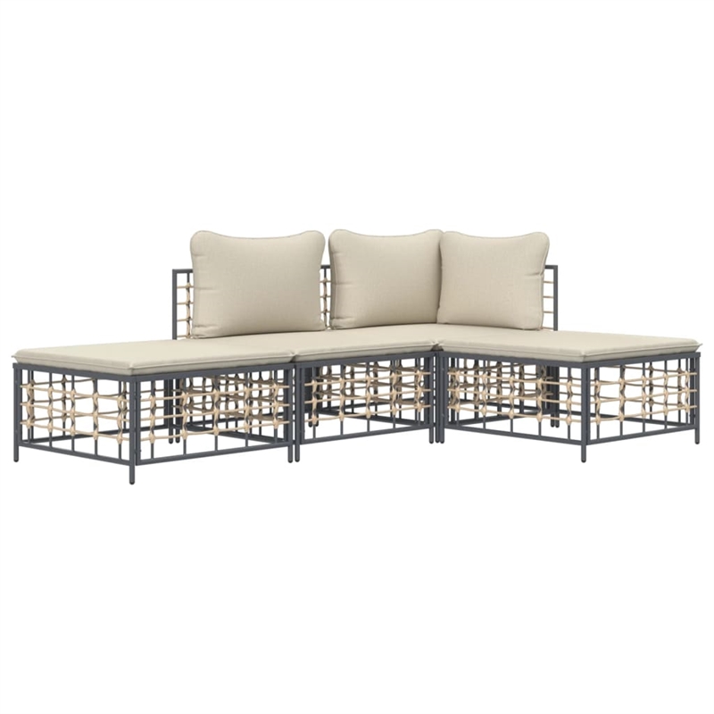 Afuera Living Contemporary Garden Lounge Set in Anthracite/Gray