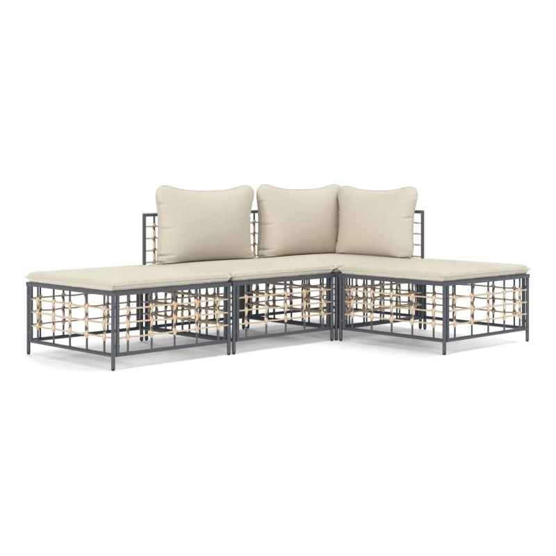 Afuera Living Contemporary Garden Lounge Set in Anthracite/Gray