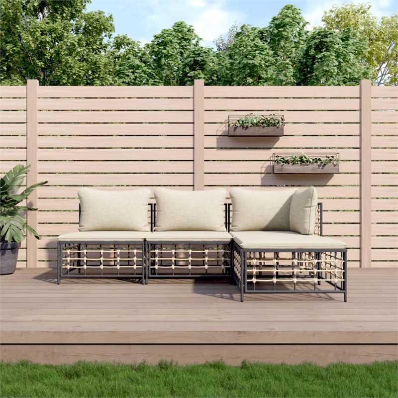 Afuera Living Contemporary Garden Lounge Set in Anthracite/Gray