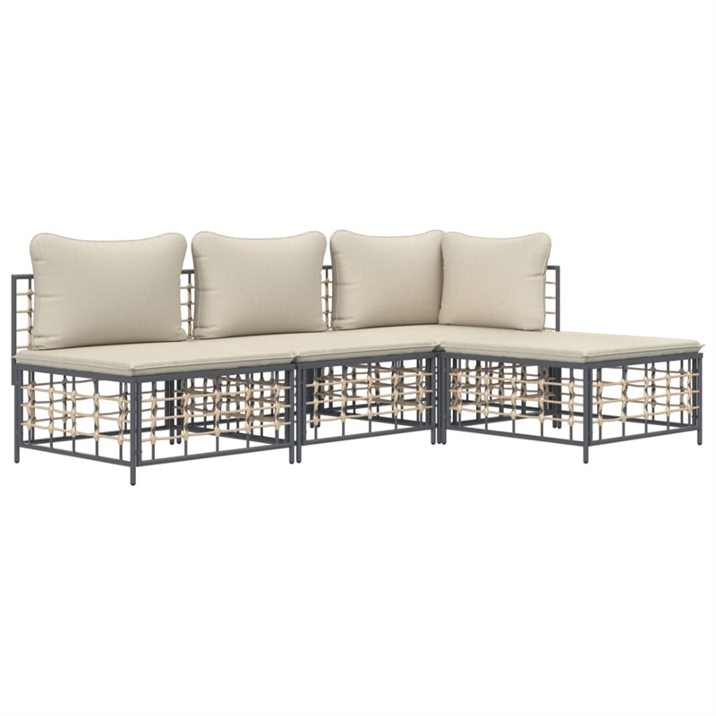Afuera Living Contemporary Garden Lounge Set in Anthracite/Gray