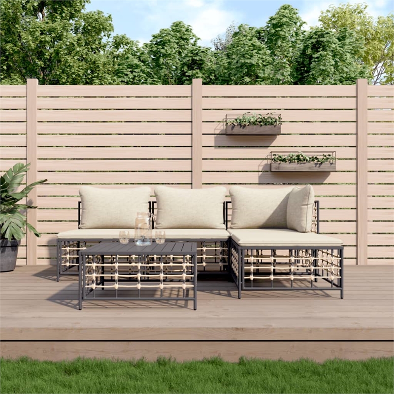 Afuera Living Contemporary Garden Lounge Set in Anthracite/Gray