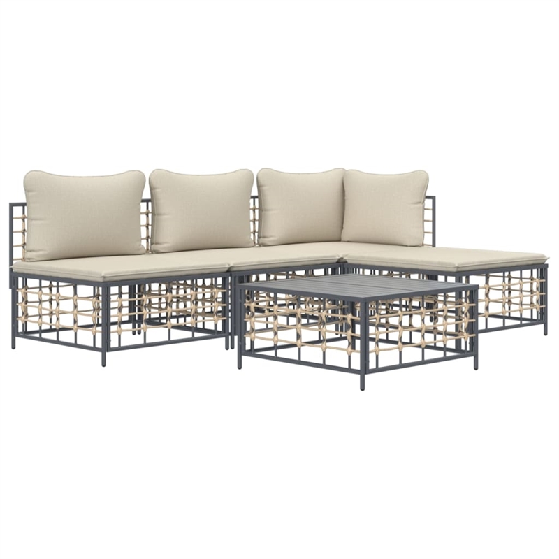 Afuera Living Contemporary Garden Lounge Set in Anthracite/Gray