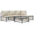 Afuera Living Contemporary Garden Lounge Set in Anthracite/Gray