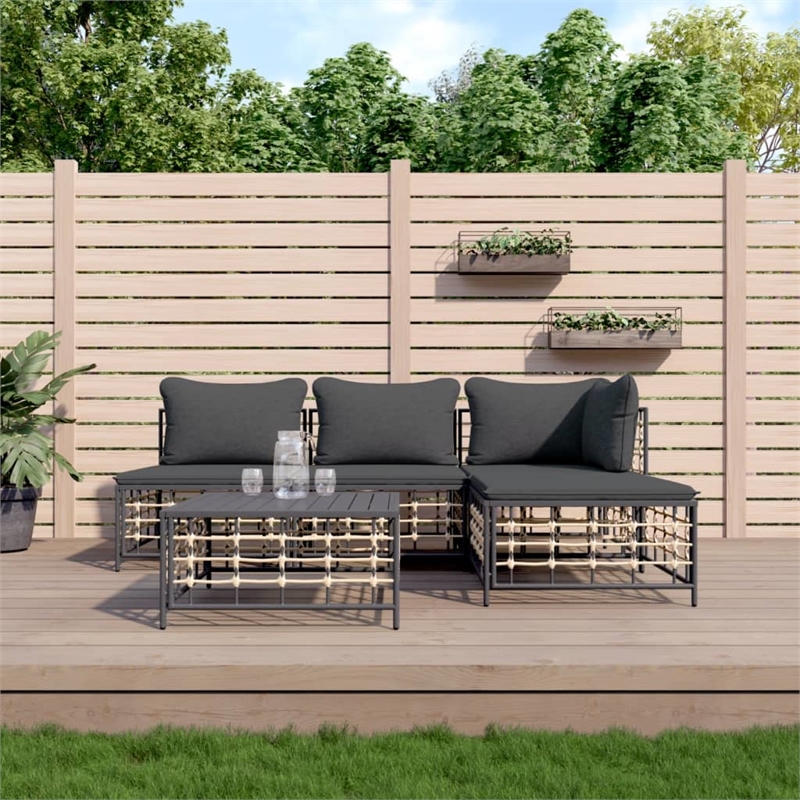 Afuera Living Contemporary Garden Lounge Set in Anthracite/Gray