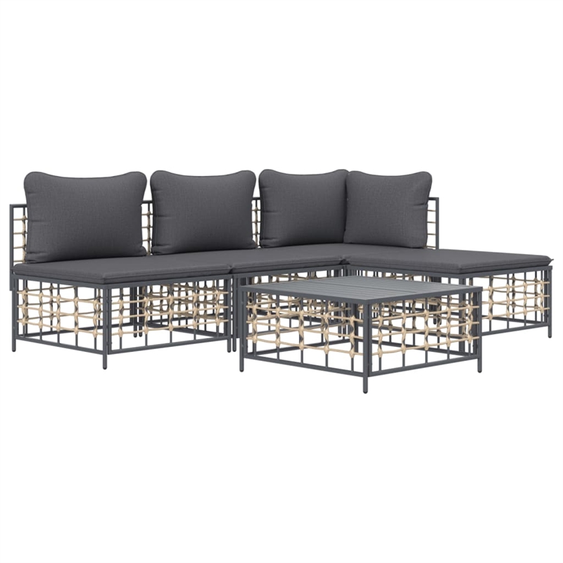 Afuera Living Contemporary Garden Lounge Set in Anthracite/Gray