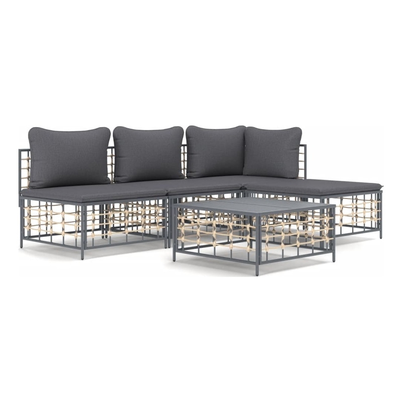 Afuera Living Contemporary Garden Lounge Set in Anthracite/Gray