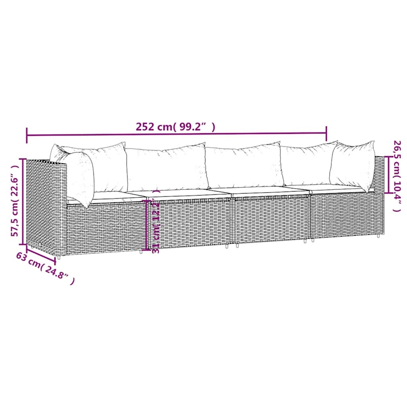 Afuera Living Contemporary Patio Lounge Set Brown & Cream White