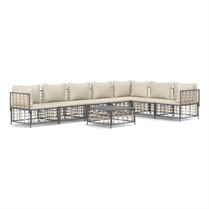 Afuera Living Contemporary Garden Lounge Set in Anthracite/Gray